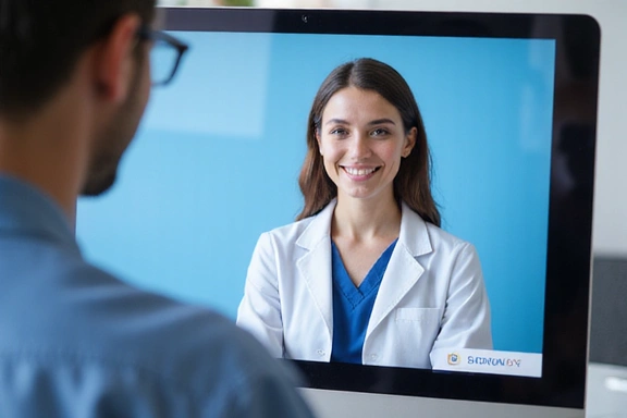 Persona in videochiamata per consulto medico